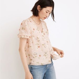 Madewell Silk Pembroke Top in Seaside Floral, Small